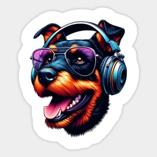 Jagdterrier Smiling DJ in Lively Japanese Art Sticker